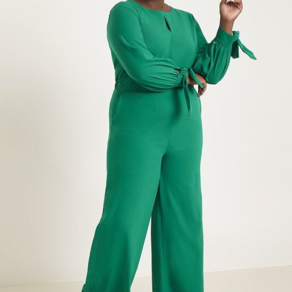 Eloquii Wide Leg Jumpsuit with Tie